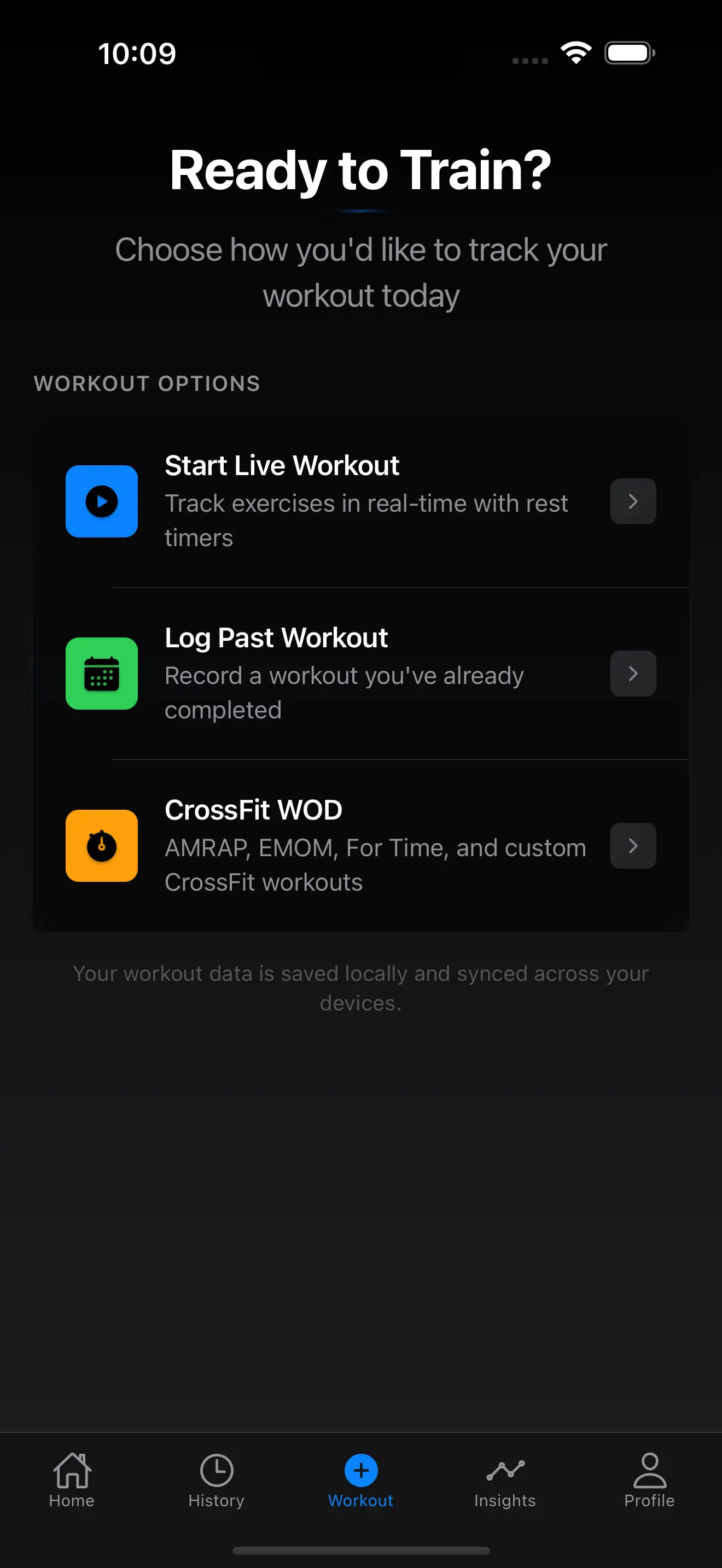 Training session interface with exercise tracking